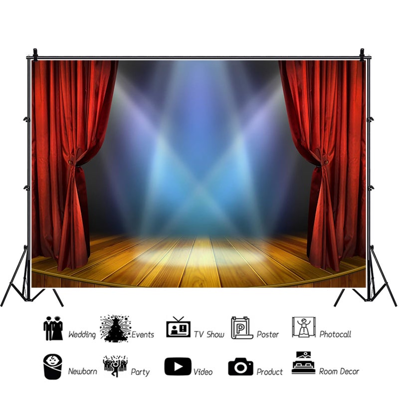 Baocicco 5x3ft Vinyl Huge Swanky Red Curtain Stage Backdrop Photography Background Wedding Hall Red Carpet Spotlight Celebrating Festival Party Children Lovers Adults Photo Backdrop Photo Studio - Image 5